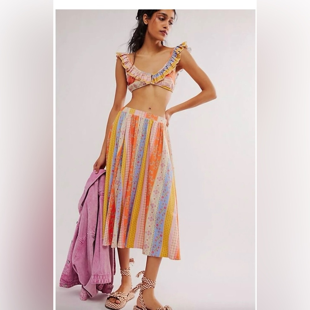 Free People Multicolor Striped Skirt Set